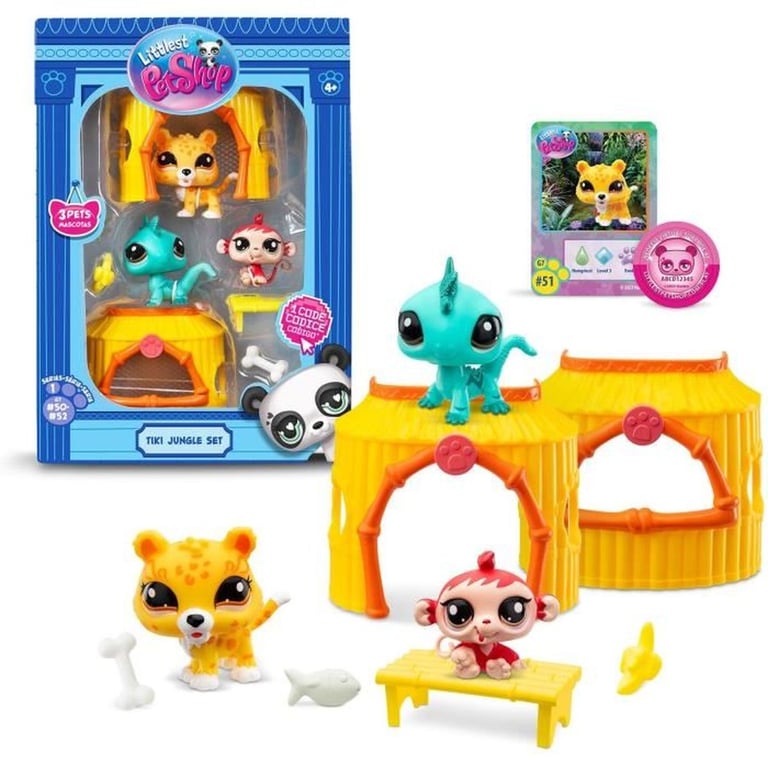 Bandai Littlest Pet Shop Pack Tiki Jungle 3 Animaux et Accessoires Licence Officielle Coffret Jouet Animaux Mignons Mini Figurines Animaux Jouet Enfant et + BF00515 - vue 1