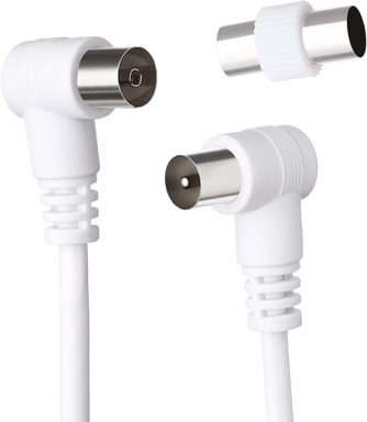 Cavo TV coassiale 9,52 mm angolato maschio/femmina 2 m con adattatore maschio/maschio