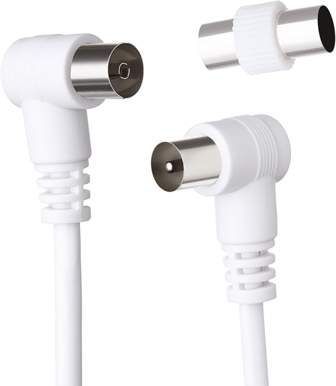 Câble TV Coaxial 9.52mm Coudé MâleFemelle 2m avec Adaptateur MâleMâle Neuf