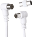 Force Power Cable coaxial TV 9.52mm acodado Macho/Hembra 2m con Adaptador Macho/Macho Blanco