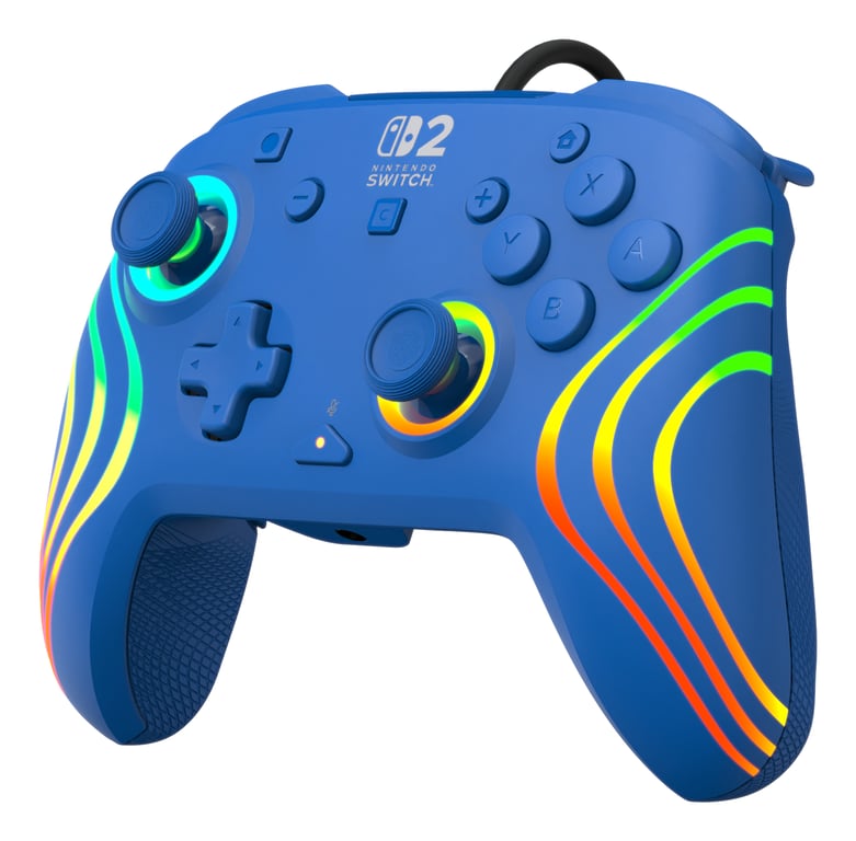 Turtle Beach Afterglow Wave Bleu Manette de gaming RGB filaire Sous licence officielle pour Nintendo Switch 2 - Neuf