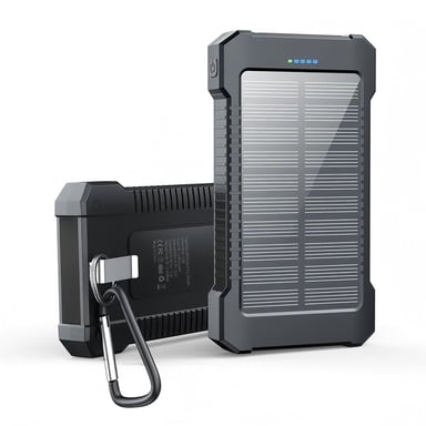 Batterie Externe Solaire 8000mAh, 195g,Power Bank Portable, Chargeur Solaire Étanche pour Android iPhone Voyage-Noir