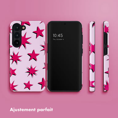 Selencia Coque arrière Vivid pour Samsung Galaxy S23 - Stars Rubine Red Light Pink