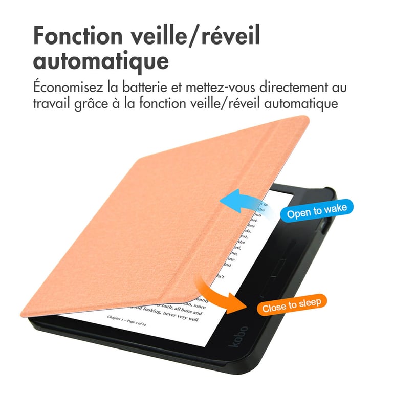 imoshion Étui de liseuse portefeuille Canvas Sleepcover avec support pour Kobo Libra H2O Neuf - vue 5