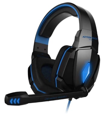 Casque Gamers Universel avec Micro et Télécommande LED Reglage Son Universel USB Jack (BLEU)