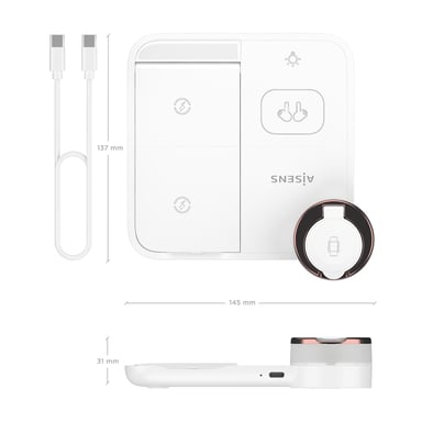 AISENS ASCH-15W4WC061-W chargeur d'appareils mobiles Casques, Smartphone, Smartwatch Blanc USB Recharge sans fil Intérieure