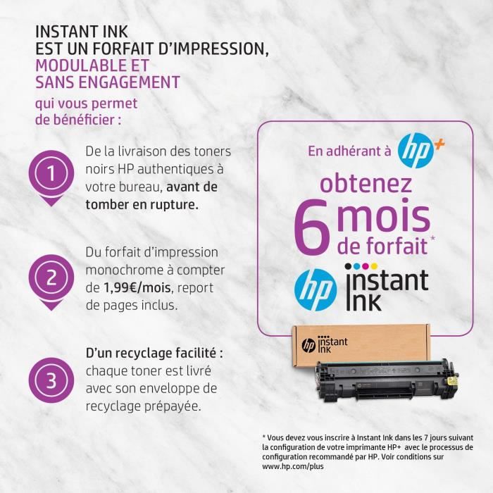 HP LaserJet M110we Imprimante monofonction Laser noir et blanc - 6 mois d'Instant ink inclus avec HP+