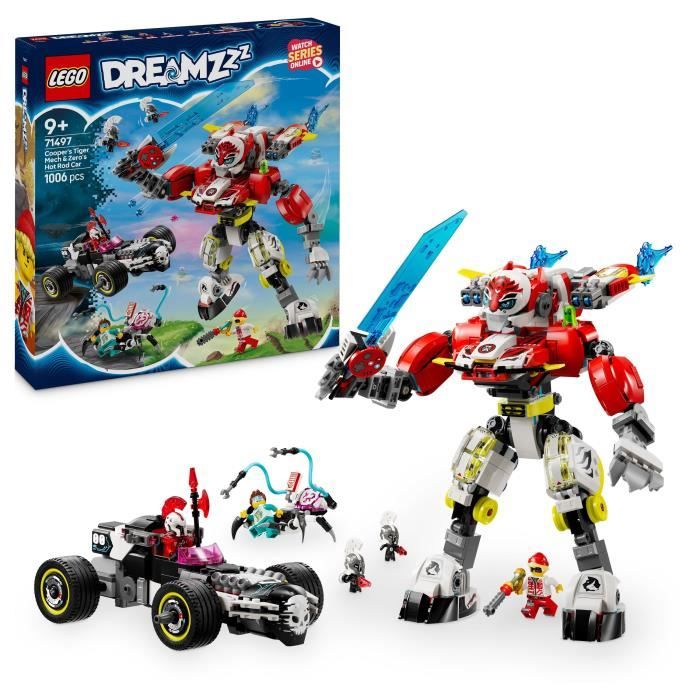 DREAMZzz 71497 Robot-tigre de Cooper et bolide de Zero - Jouet de construction 3-en-1 - Neuf