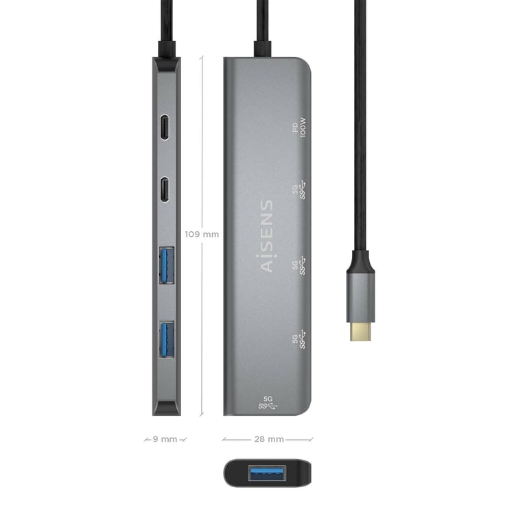 Aisens Hub USB 3.1 USB C USB C Mâle vers 4xType A Femelle 10cm Couleur Neuf - vue 5