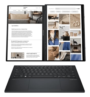 ASUS Zenbook Duo OLED UX8406MA-QL396W - Ordenador Portátil 14'' WUXGA (Intel Core Ultra 9 185H, 32GB RAM, 1TB SSD, Arc Graphics, Windows 11 Home) Gris Tintero - Teclado QWERTY español