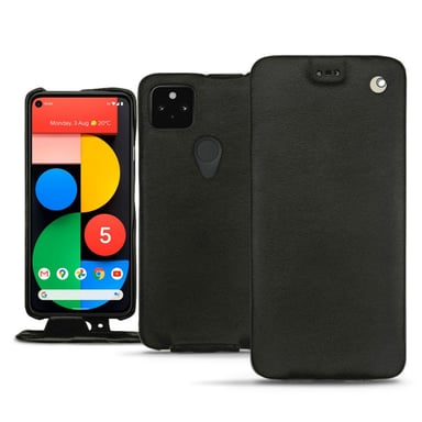 Housse cuir Google Pixel 5 - Rabat vertical - Noir - Cuir lisse premium