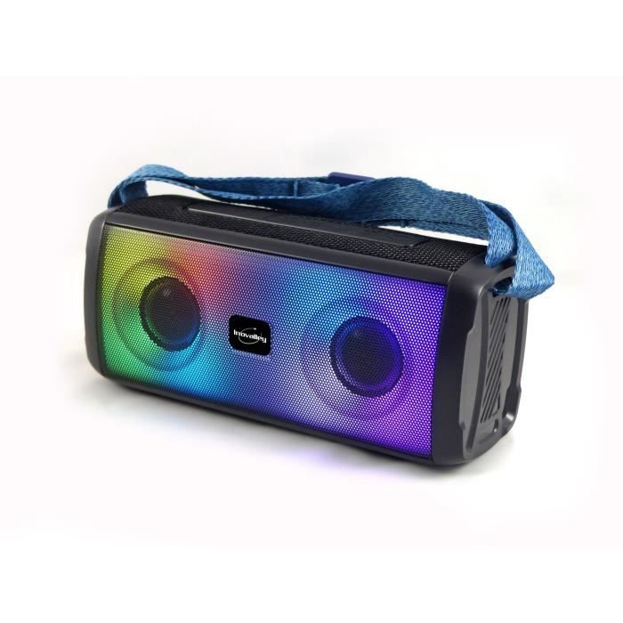 Enceinte lumineuse bluetooth INOVALLEY HP345 B LEDs Bluetooth V5.3 Micro TWS FM USB 2.0 micro SD AUX IN - vue 2