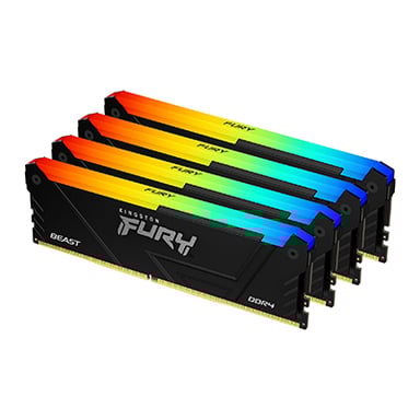 Kingston Technology FURY Beast 64GB 3200MT/s DDR4 CL16 DIMM (Kit de 4) 1Gx8 RGB