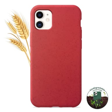 Coque silicone unie Biodégradable Rouge compatible Apple iPhone 11