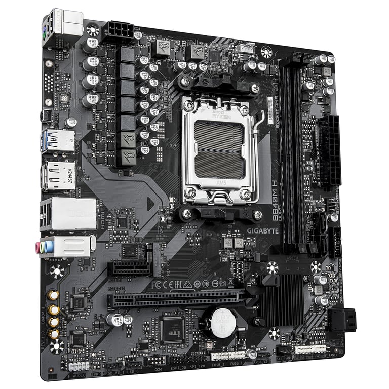 GIGABYTE B840M H Carte Mère Processeurs AMD Ryzen 9000 VRM 5+2+2 phases jusqu’à 7200MHz DDR5 O.C 1xPCIe 4.0 .2 LAN 1GbE - vue 3