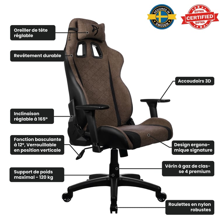 Arozzi Avanti SoftFabric™ - Marron - Neuf