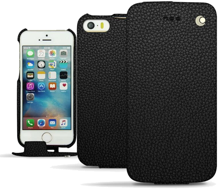 Housse cuir Apple iPhone SE - Rabat verticalNoir
