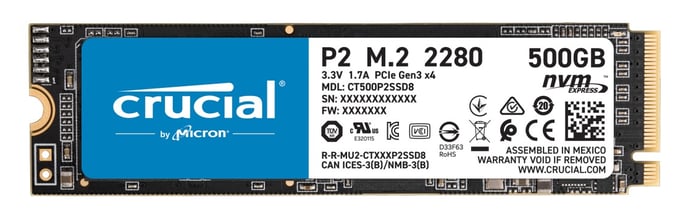 Crucial P2 M.2 500 Go PCI Express 3.0 NVMe