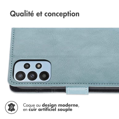 imoshion Étui de télephone portefeuille de luxe pour Samsung Galaxy A23 (5G) - Bleu clair