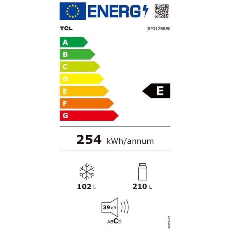 Réfrigérateur combiné TCL RP312BBE0 312 Classe E 595 x 60 x 185 cm - vue 4