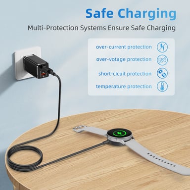 Cargador USB-C para Samsung Galaxy Watch 3/4/5/6/7, Active 1/2 Black