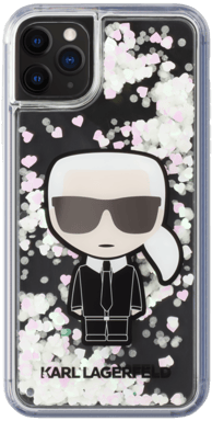 Custodia rigida Karl Lagerfeld iridescente e fosforescente per Apple iPhone 11 Pro Max, nero