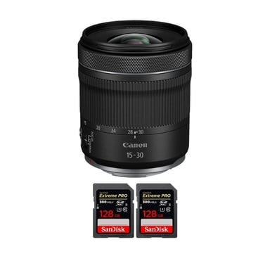 Objetivo Canon RF 15-30mm F4.5-6.3 IS STM + 2 SanDisk 128GB Extreme PRO UHS-II + Ebook ''20 consejos para fotos que impactan''