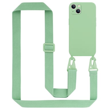 Tour de cou chaîne pour Apple iPhone 14 en LIQUID LIGHT GREEN Housse de protection en silicone avec cordelette réglable