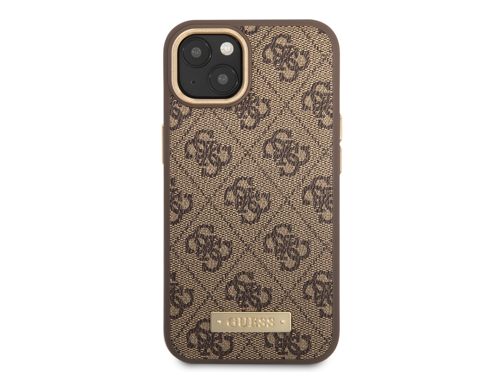 Guess Coque Magsafe pour Apple iPhone 14 Plus PU 4G Metal Plate