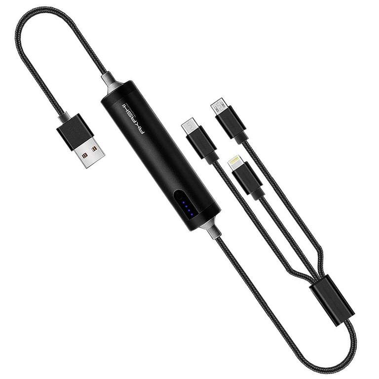 Powerbank 2600mAh Câble 3 en 1 Micro USBLightningUSB C LED Akashi Neuf