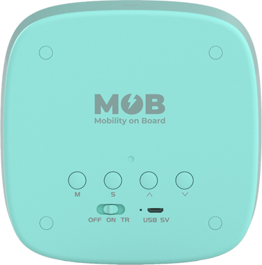 MOB - MOBILITY ON BOARD Billy Clock Sveglia e luce notturna per bambini - Motivo coniglio - Parte anteriore in tessuto - Struttura in plastica morbida al tatto - Data, ora e 3 allarmi programmabili (turchese)