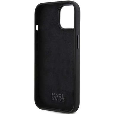 Custodia Karl Lagerfeld per iPhone 15 6.1'' nero Silicone Ikonik Metal Pin