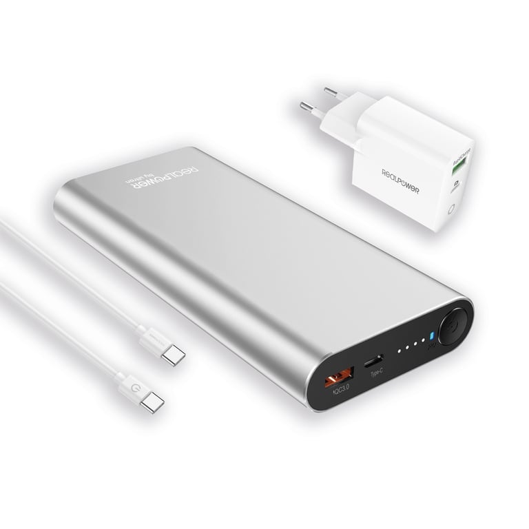 REALPOWER  PB-20000PD Lithium-Ion (Li-Ion) 20000 mAh Aluminium - Neuf