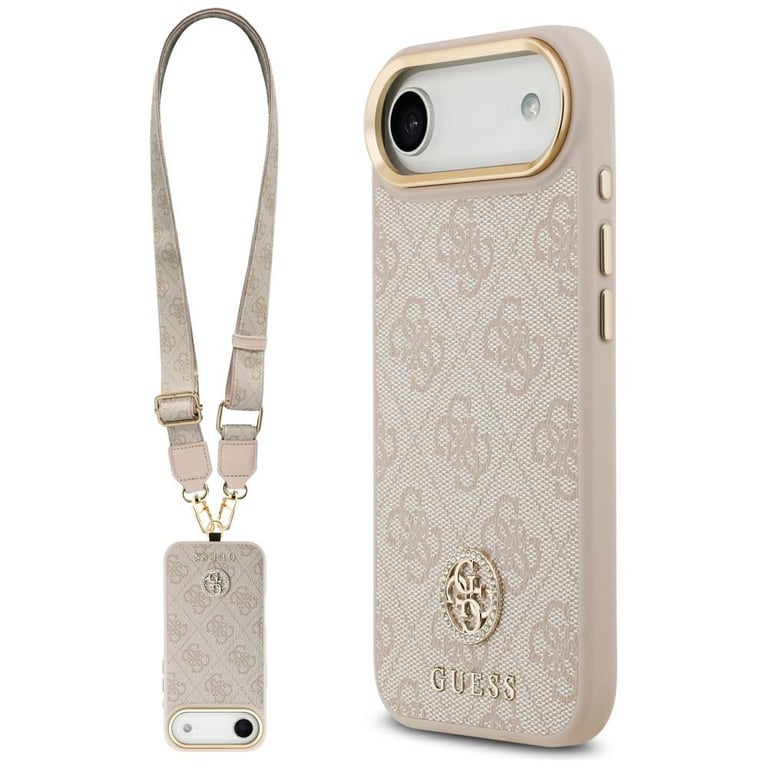 Guess Étui 4G avec logo en strass, grande sangle, boutons métalliques et MagSafe pour iPhone Air