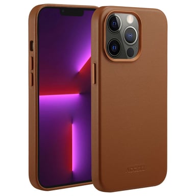 Accezz Coque arrière en cuir avec MagSafe pour Apple iPhone 13 Pro - Sienna Brown