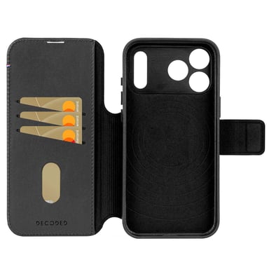 Decoded Funda folio para iPhone 17 Pro Max MagSafe de cuero con funda desmontable Negro