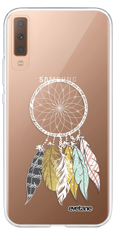 Evetane Coque Samsung Galaxy A7 2018 silicone transparente Motif Attrape Rêves Scandinave ultra resi