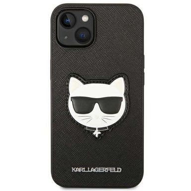 Funda Karl Lagerfeld para iPhone 14 Plus 6.7'' rígida negra Saffiano Choupette Head Patch
