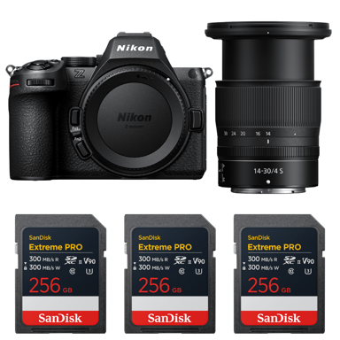 Cámara híbrida Nikon Z5 II + 14-30mm f/4 S + 3 SanDisk 256GB Extreme PRO UHS-II + Ebook ''20 consejos para fotos que impactan''