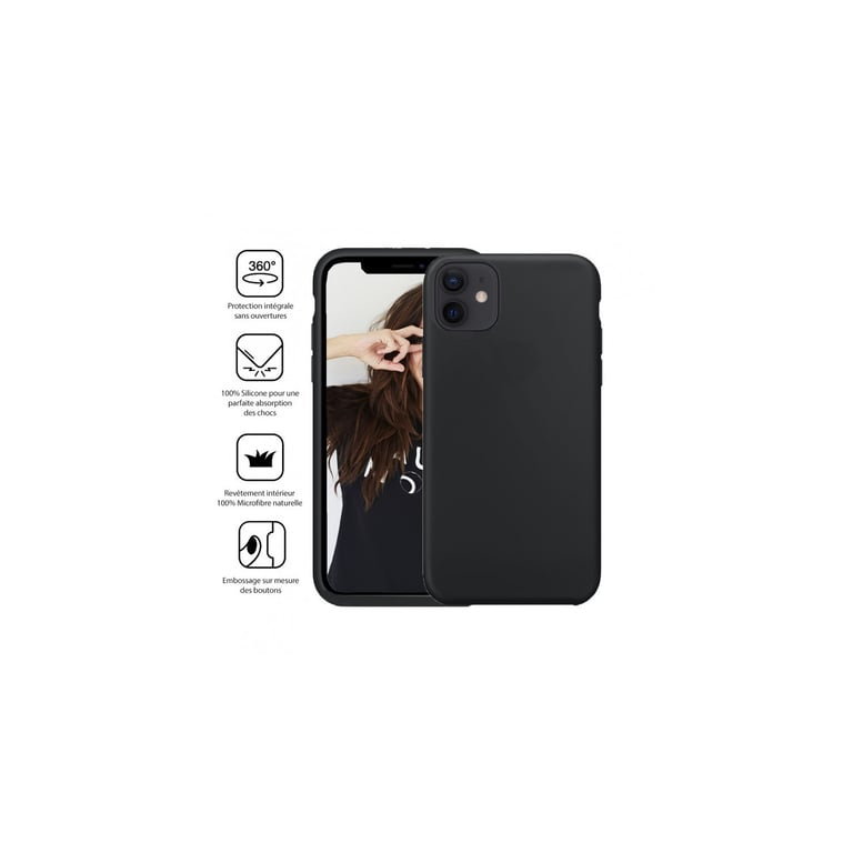 JAYM - Coque Silicone Premium Noire pour Apple iPhone 13 -100% Silicone et Microfibre - Renforcée et Ultra Doux