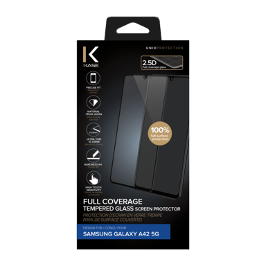 Protector de pantalla de cristal templado (100% cobertura de superficie) para Samsung Galaxy A42 5G, Negro