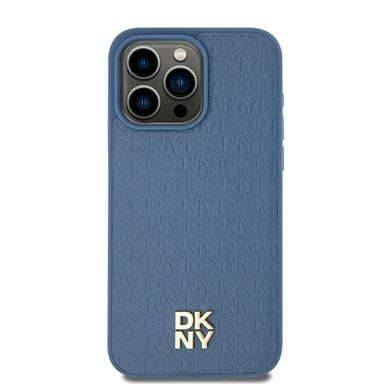 Custodia DKNY per iPhone 15 6.1'' blu Custodia rigida in pelle Logo in metallo MagSafe