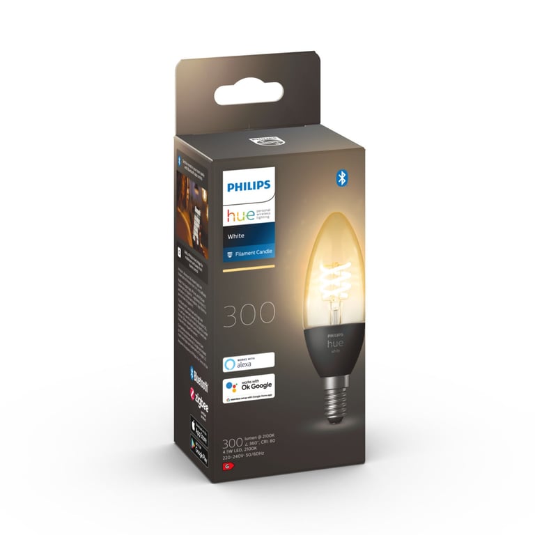 Pack de 2 ampoules connectées Philips Hue E14 Filament Flamme et - vue 3