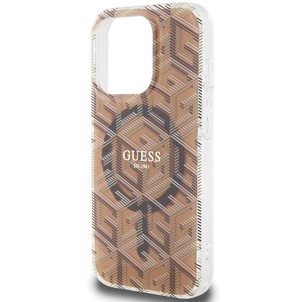 Guess Coque IML GCube MagSafe pour iPhone 15 Pro Max Marron - vue 4