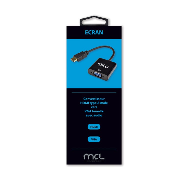 MCL CG-287C câble vidéo et adaptateur 0,24 m HDMI Type A (Standard) VGA (D-Sub) + 3,5 mm Noir - Neuf