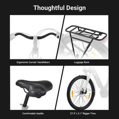 Bicicleta Eléctrica Touroll Urbano 3, Motor Central 250W Par 70Nm, Batería 468Wh Autonomía 120km, Frenos Hidráulicos, Shimano 7 Velocidades, Bicicleta Urbana