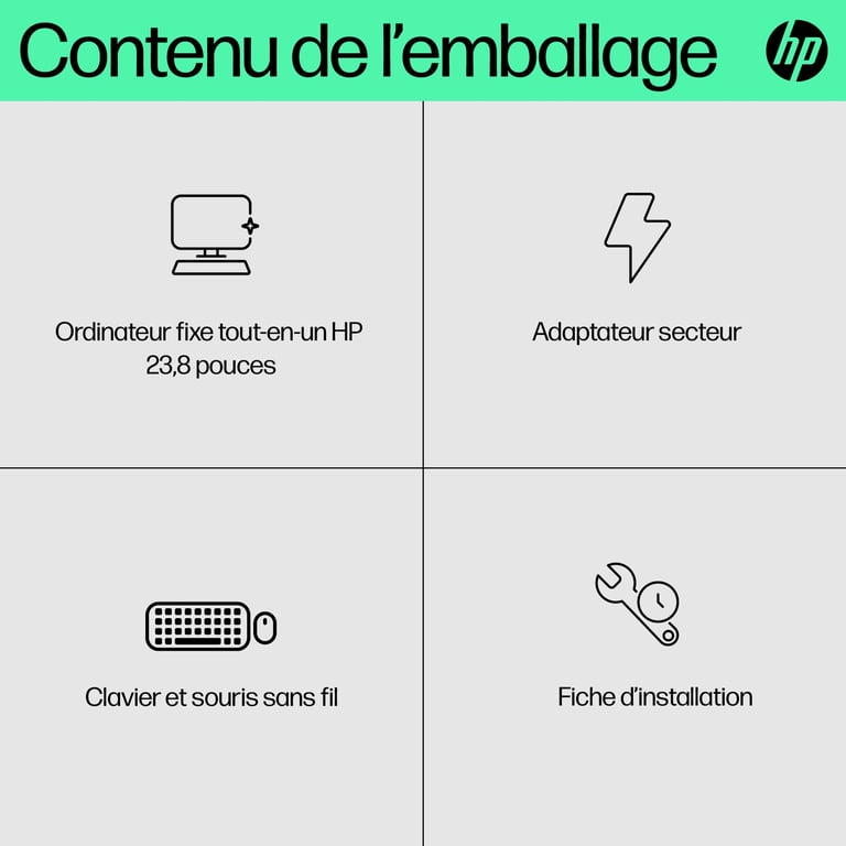 HP All in One 24 cr0067nf PC AMD Ryzen™ 5 60 5 cm 23.8 1920 x 1080 pixels PC All in One LPDDR5 SDRAM SSD Windows 11 Home Wi Fi 6 802.11ax Neuf - vue 2