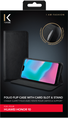 Folio a conchiglia con slot per schede e supporto per Huawei Honor 10 Nero