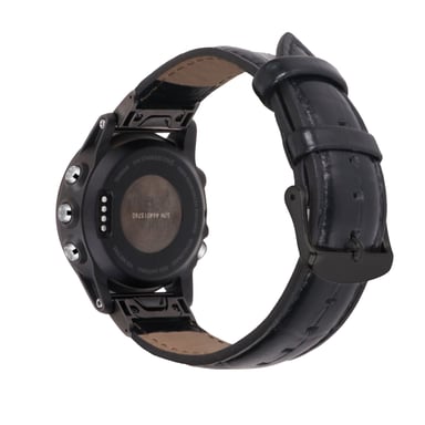 Bracelet de montre en cuir véritable pour Garmin Fenix 7X 7S Black 20 mm