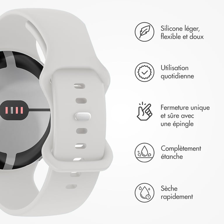 imoshion Bracelet en silicone? pour Google Pixel Watch 3 / 4 (45 mm) - Taille L - Blanc - Neuf